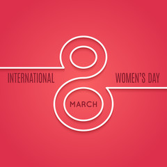 womens day 8 march line concept on red background