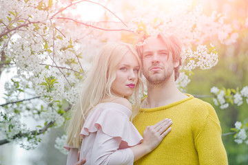 Wall Mural - Man and woman in spring, easter.