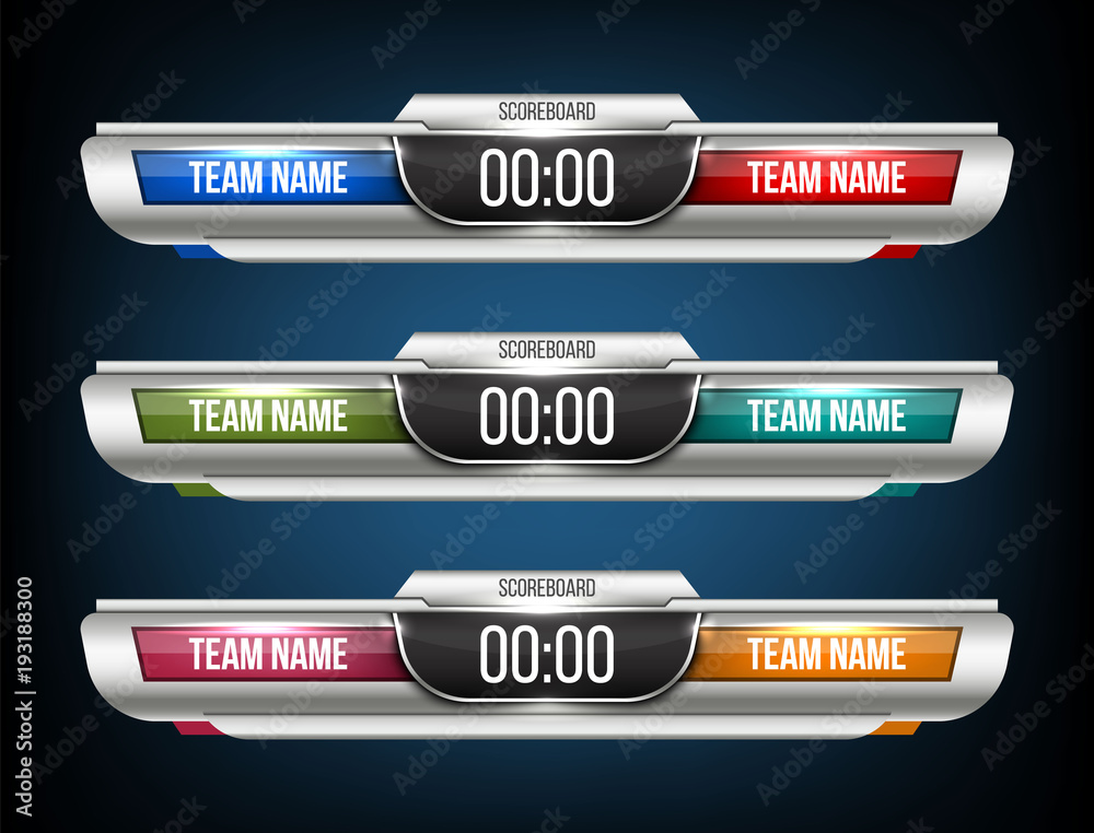 Creative vector illustration digital scoreboard broadcast graphic ...
