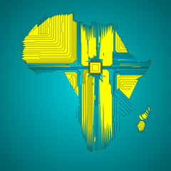 Wall Mural - Abstract Africa. Abstract map of Africa in the form of an electronic circuit. Abstract background. Vector illustration.