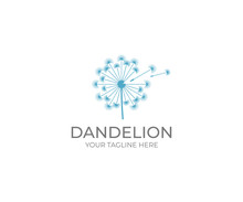 Dandelion Logo Template. Taraxacum Flower Vector Design. Blowball Illustration