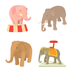 Sticker - Elephant icon set, cartoon style
