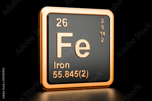 Fotomural Ferrum iron Fe chemical element. 3D rendering
