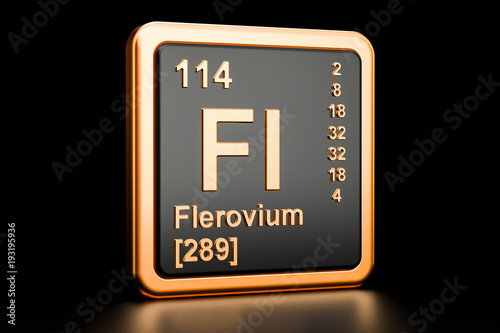 Poster Flerovium Fl chemical element. 3D rendering