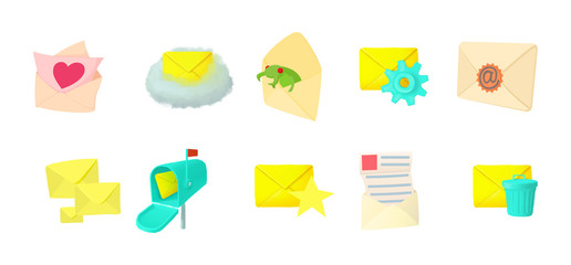 Poster - Mail icon set, cartoon style