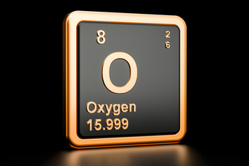 oxygen o chemical element. 3d rendering
