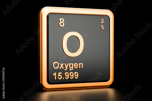 Cuadros en Lienzo Oxygen O chemical element. 3D rendering