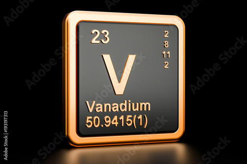 Fotomural Vanadium V chemical element. 3D rendering