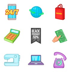 Poster - Retail sale icons set, cartoon style