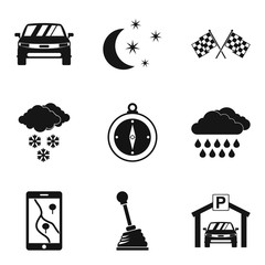 Poster - Drive icons set, simple style