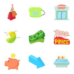 Poster - Prosperity icons set, cartoon style