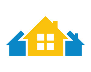 Sticker - yellow house housing home residence residential real estate image vector icon