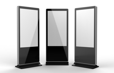 Wall Mural - WiFi network Multi touch floor standing LCD ad display digital signage display touch monitor. 3d render illustration.
