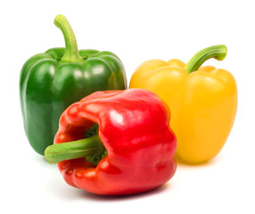 Wall Mural - fresh sweet peppers isolated on white background.