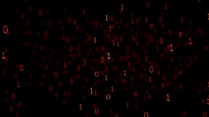Binary code background. Camera flying through binary numbers. 