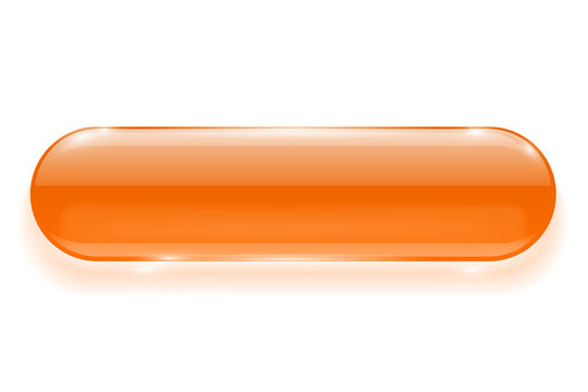 Oval glass button. Orange 3d shiny blank push button