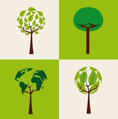 Wall Mural - set of trees ecology shape differents environment vector illustration