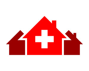 Canvas Print - red house medical medicare pharmacy pharmacist clinic image vector
