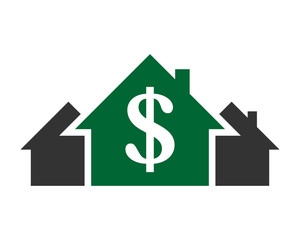 Wall Mural - dollar house home economy currency finance image vector icon symbol