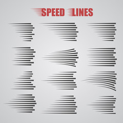 Poster - Speed lines isolated. Motion effect. Black lines on white background.