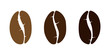 Brown coffee bean isolated set on white background