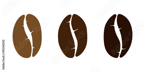 Cuadros en Lienzo Brown coffee bean isolated set on white background