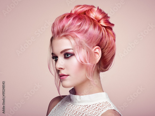 Blonde Girl With Elegant And Shiny Hairstyle Beautiful Model Woman With Curly Hairstyle Care And Beauty Hair Products Perfect Make Up Buy This Stock Photo And Explore Similar Images At Adobe Stock