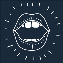 Cartoon Vector Outline Illustration Human Mouth Open