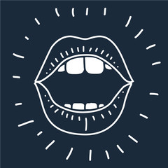 cartoon vector outline illustration human mouth open