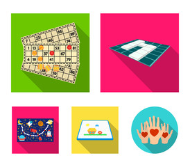 Board game flat icons in set collection for design. Game and entertainment vector symbol stock web illustration.