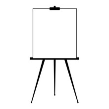 Advertising Stand Or Flip Chart Or Blank Artist Easel Isolated On White Background. Presentation Blank White Board For Conference. Vector Illustration.