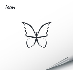 Canvas Print - Vector icon butterfly on a wrapped silver sheet