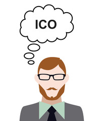 Sticker - Person denkt an ICO