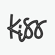 © barrirret - Kiss. Only one word. Modern graffiti style printable lettering. Monoline. Design quote text for print. Vector