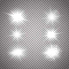 Poster - Set of lights. Glowing sparkles isolated. Vector effect.