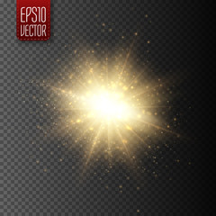 Poster - Star burst with dust and sparkle isolated. Glow light effect