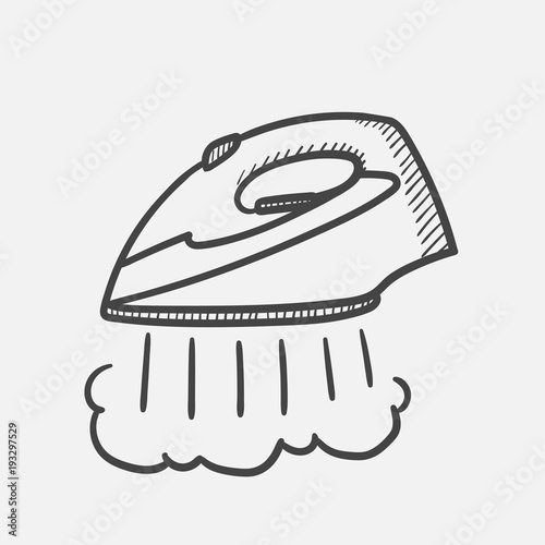 Fotografía Vector hand drawn Modern steam iron outline doodle icon