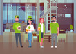 © mast3r - Young People On St. Patricks Day Party Celebrating Wear Traditional Green Costumes And Drinking Beer Flat Vector Illustration