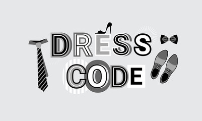 Poster - Dress Code Formal Sign Web Banner Abstract Template Background Vector Illustration