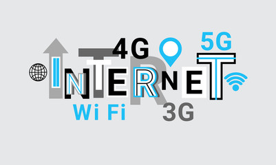 Poster - Internet Wifi, 3g Connection Web Banner Abstract Template Background Vector Illustration