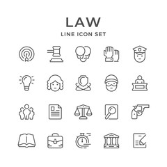 Set line icons of law