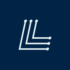Poster - Letter L. Font maze italic, vector geometric alphabet on dark background