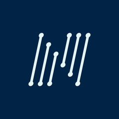 Poster - Letter N. Font maze italic, vector geometric alphabet on dark background