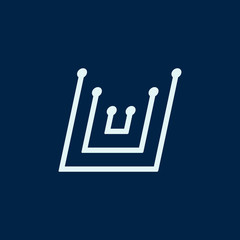 Leinwandbilder - Letter V. Font maze italic, vector geometric alphabet on dark background