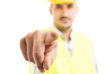 Building Contractor Pointing Finger At Camera.