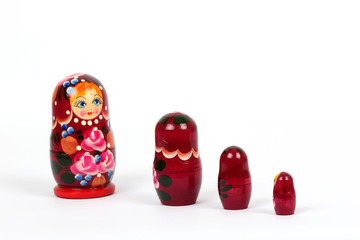 traditional Russian matryoshka doll on white background