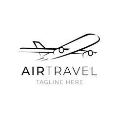 Wall Mural - Air travel logo template for tourism business. Agency or transportation company branding element.