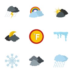 Poster - hydrometeorological icons set. flat set of 9 hydrometeorological icons for web isolated on white bac