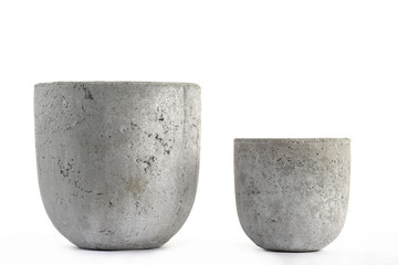 Concrete cement gray pots