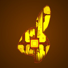 Wall Mural - Abstract rabbit. Rabbit in the form of an electronic circuit. Vector rabbit.